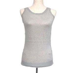 Michael Kors Women’s Scoop Neck Sleeveless Linen Stretch Tank Top, Gray Size XS